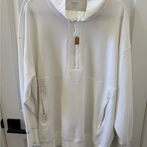 Old Navy Men's White Zip Up Sweater